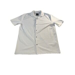 Guide London Premium Shirt Mens Large Blue Textured Stretch Casual Button Up